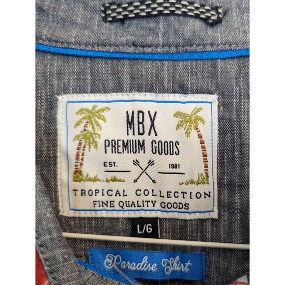 MBX Premium Goods Hawaiian Paradise Shirt Red Tropical Flowers Men's Size Large - Picture 5 of 7